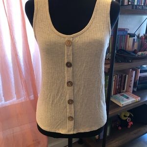 Free kisses Beige cream tank with wood buttons